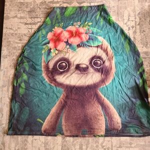 NWOT Carseat Canopy Babies Breastfeeding Cover Cute Sloth Nursing Cover Blanket